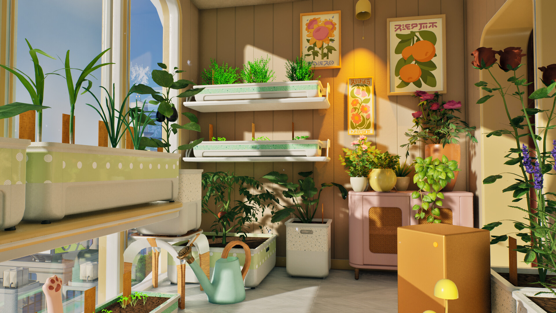Tiny Eden in-game planter rows