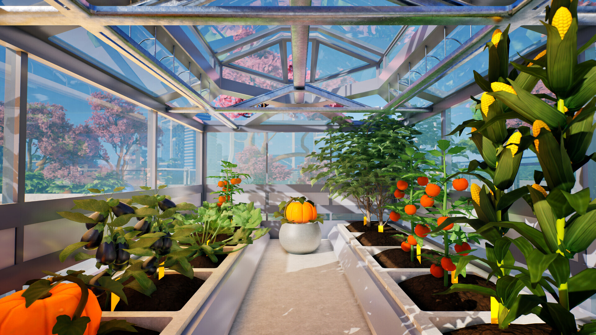 Tiny Eden apartment interior with planters